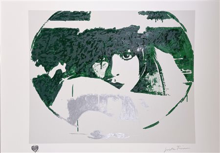 GIOSETTA FIORONI, 70 X 100 cm, “Doppio Liberty Green” Serigrafia polimaterica...