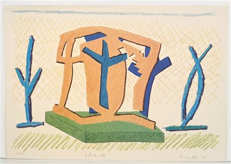 RICCARDO LICATA, 34 X 49 cm, ”Abante” litografia a colori cm 34x49 Firma e...