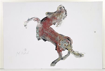 M’HORO’, 49 X 33 cm, Acrilico, tecnica mista e collage con frammenti di...