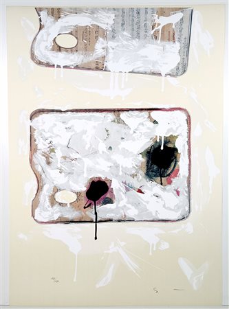 MARIO SCHIFANO, 50 X 70 cm, Senza Titolo Serigrafia materica Numerata in...