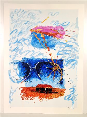 MARIO SCHIFANO, 50 X70 cm, Senza Titolo Serigrafia materica Numerata in basso...