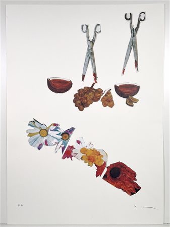 MARIO SCHIFANO, 50 X 70 cm, Senza Titolo Serigrafia materica Numerata in...