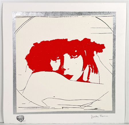GIOSETTA FIORONI, 50 X 50 cm, ”Doppio Liberty" Red Serigrafia materica con...
