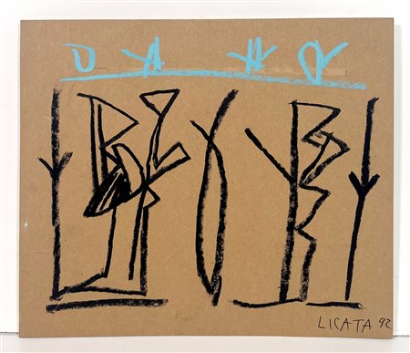 RICCARDO LICATA, 24 X 28 cm, Pastelli a cera su carta, anno 1992, opera...