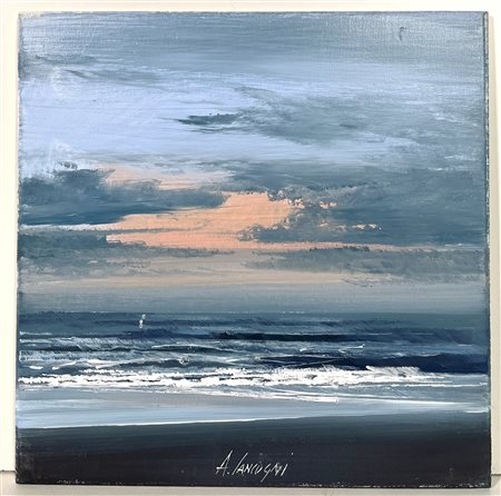 CANCOGNI AGOSTINO, 30 X 30 cm, olio su tavola, "Sera"