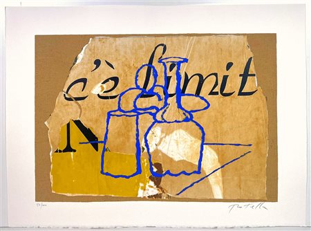 MIMMO ROTELLA, 60 X 80 cm, ”Morandiana” Tecnica: Serigrafia polimaterica su...