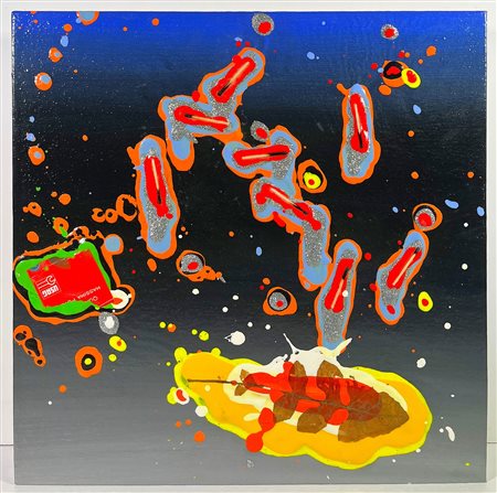 RENZO NUCARA, 50 X 50 cm, ”Resinfilm 416", resine e pigmenti su tavola, anno...