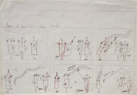 LODOLO FILM, ( PER PINO PASCALI), lotto di due matite e pastelli su carta 34...