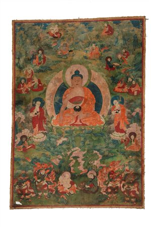 Thangka raffigurante i Buddha della Medicina. Tibet – Cina, secolo XIX