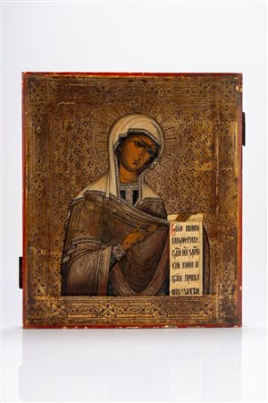Icona su tavola raffigurante Madonna della Deesis. Russia, secolo XIX