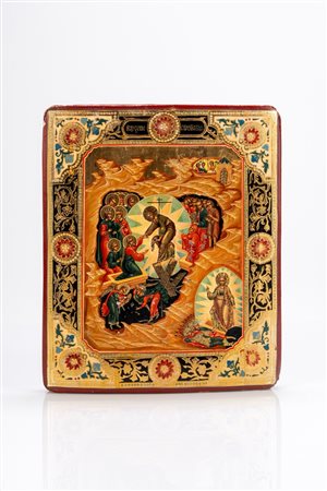 Icona su tavola raffigurante la Resurrezione. Russia, XIX secolo