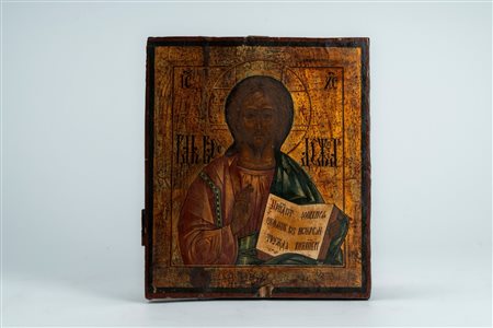 Quattro icone su tavola raffiguranti Cristo Pantocratore, la Madre di Dio Orante, la Madre di Dio della Radice di Kursk e i santi apostoli Pietro e Pa […]