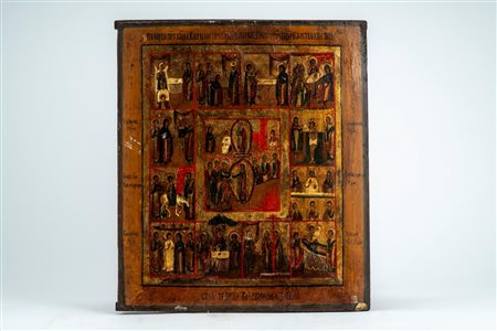 Due icone su tavola raffiguranti le Dodici Grandi Feste e la Madonna della Tenerezza. Russia, XX secolo