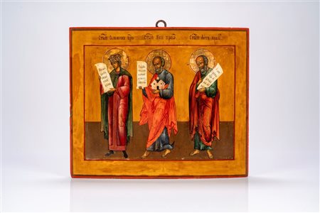 Icona su tavola raffigurante Salomone, Noè e il santo profeta Lot. Russia, XIX secolo