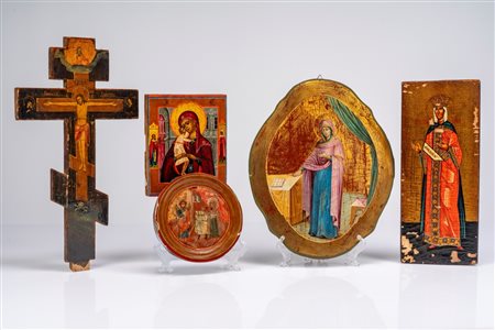 Lotto composto da due icone raffiguranti la Vergine e l’Annunciazione, Russia, XIX–XX secolo