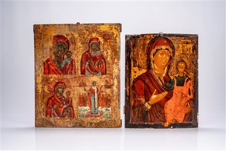 Due icone a tempera su tavola. Russia, XIX secolo