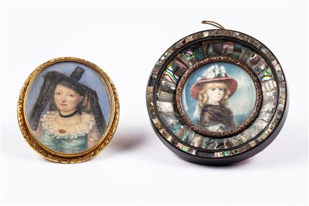 ☼ Due miniature su avorio. Francia e Inghilterra, secolo XIX