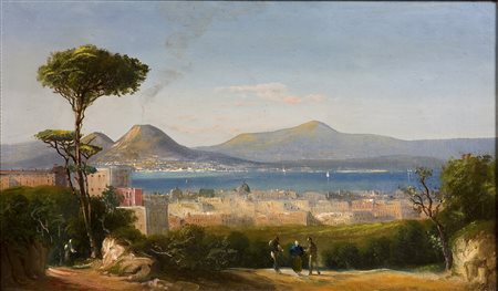 Artista di Scuola di Posillipo '800 Golfo di Napoli da Capodimonte, 1860/80ca...