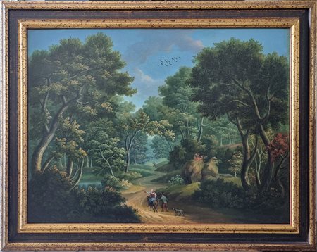Giuseppe Zais (attr.) (1709-84) Paesaggio con figure, 1770/80 Olio su tela cm...