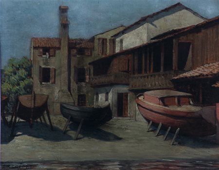 Angelo Maria Crepet (1885-1974) Senza titolo Olio su tavola cm 30x38 Firma in...