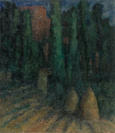 Lino Bianchi Barriviera (1906-1985) Pagliai a Donoratico, 1959 Olio su tela...