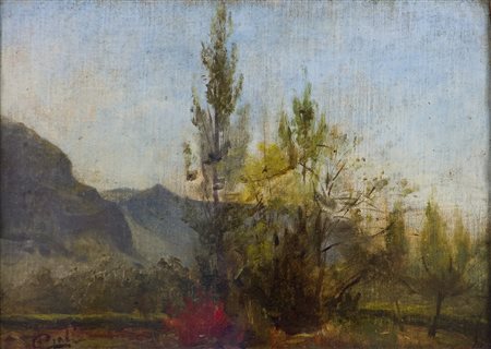 Luigi Gioli (1855-1947) Senza titolo Olio su tela su cartone cm 21 Firma in...