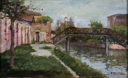 Pietro Fragiacomo (1856-1912) Senza titolo, 1900/1905 Olio su tavola cm 19x31...