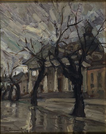 Lino Bianchi Barriviera (1906-1985) Senza titolo, 1928 Olio su tavola, fronte...