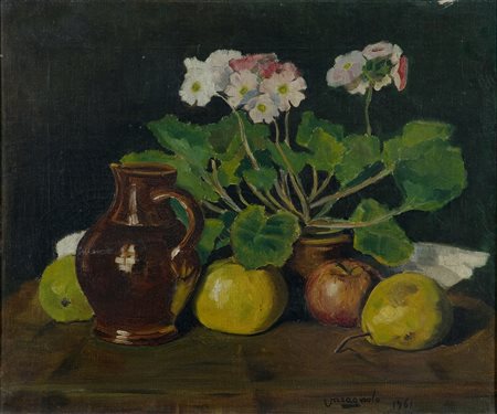 Mario Varagnolo (1901-1971) Natura morta, 1961 Olio su tela cm 38x48 Firma e...