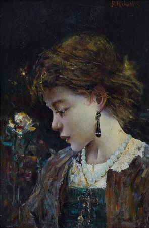 Francesco Paolo Michetti (1851-1929) Ritratto, 1872 Olio su tavola cm 30x20...