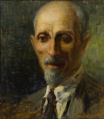Alessandro Milesi (1856-1945) Autoritratto, 1927 Olio su cartone cm 37x33...