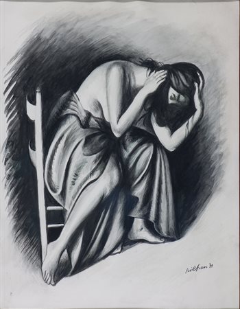 Gregorio Sciltian (1900-1985) Nudo di donna con veste, 1971 china...