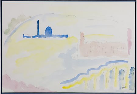 Virgilio Guidi (1891-1984) Bacino, 1970 Acquarello su carta cm 33x48 Firma in...