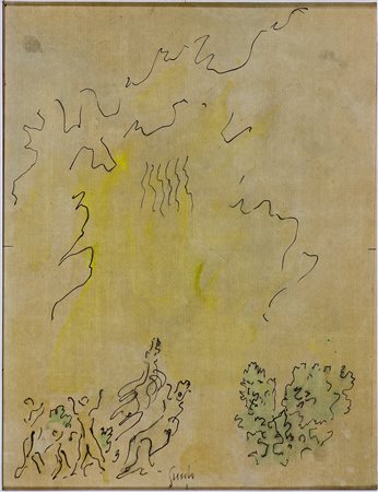 Virgilio Guidi (1891-1984) Figure, 1950 Tecnica mista su carta intelata cm...