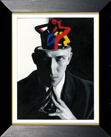 Mark Kostabi (1960) In my mind - Autoritratto, 1997 Acrilico su tela cm 61x45...
