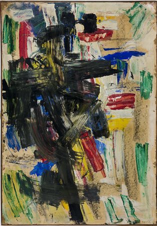 Saverio Rampin (1930-1992) Senza titolo, 1955 ca Pittura su carta intelata cm...