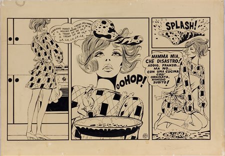 Guido Crepax (1933-2003) Eva-cucina, 1969 China su carta cm 36,5x51 Firma in...