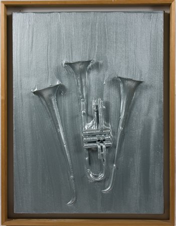 Fernandez Arman (1928-2005) Senza titolo, 1998 Tromba tagliata su tela con...