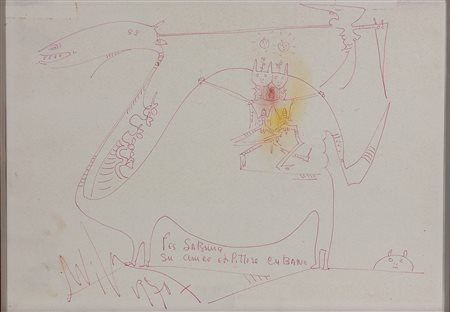 Wifredo Lam (1902-1982) Senza titolo, 1970 Penna a sfera e pastelli su carta...