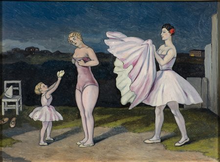 Alberto Martini (1876-1954) Preparandosi per la esibizione la bambina offre...