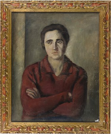 Virgilio Guidi (1891-1984) Ritratto, 1928/1930 Olio su tela cm 70x56 Firma in...