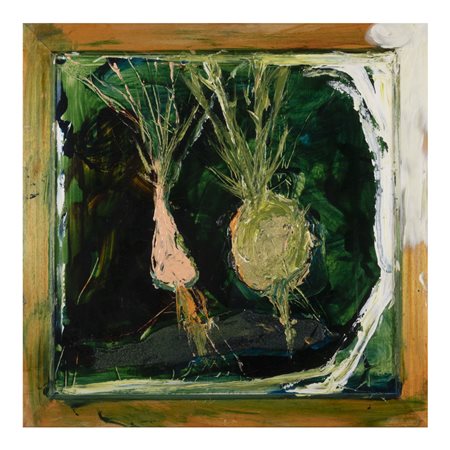 Mario Schifano (Homs 1934 - Roma 1998) "x te e x gli ortaggi"