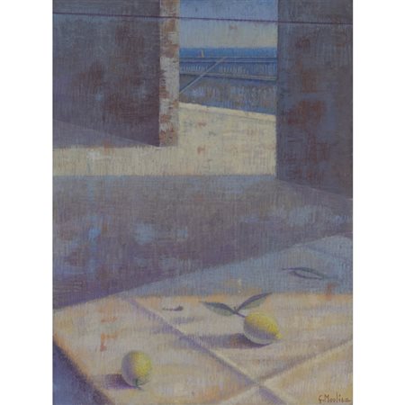 Giuseppe Modica (Mazara del Vallo 1953) "Interno con limoni"