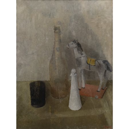 Sergio Selva (Roma 1919 - Roma 1980) "Natura morta con cavallino"