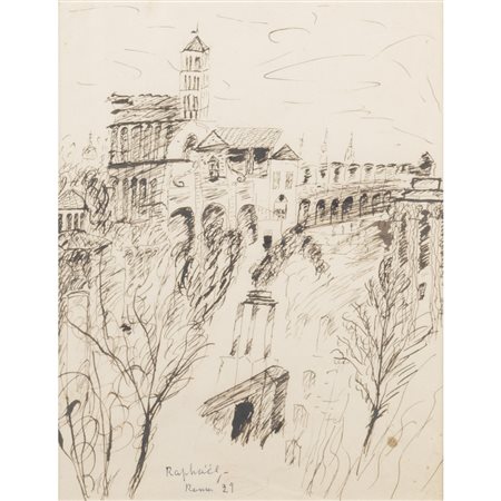 Antonietta Raphael (Kaunas 1895 - Roma 1975) "Paesaggio romano"