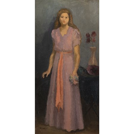Katy Castellucci (Laglio 1905 - Roma 1985) "Donna con mazzolino di fiori"
