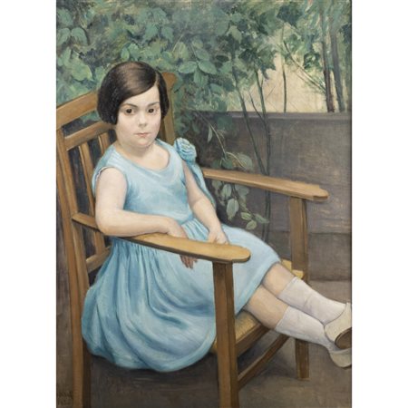 Carlo Socrate (Mezzana Bigli 1889 - Roma 1967) "Ritratto della piccola Biancale"