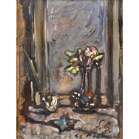 Filippo De Pisis (Ferrara 1896 - Milano 1956) "Natura morta con pipa"