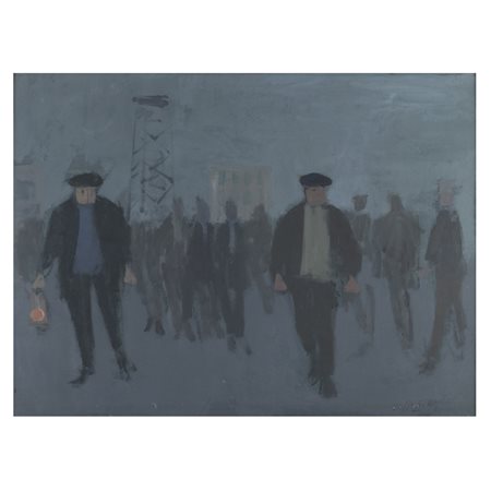 Franco Villoresi (Città di Castello 1920 - Arezzo 1975) "Operai che tornano da lavoro"