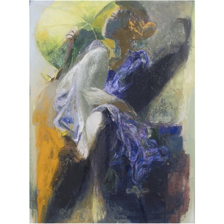 Ennio Calabria (Tripoli 1937 - Roma 2024) "Donna con ombrellino"